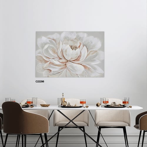 لوحة جدارية كانفس وردة تدرجات وردي ورمادي وأبيض