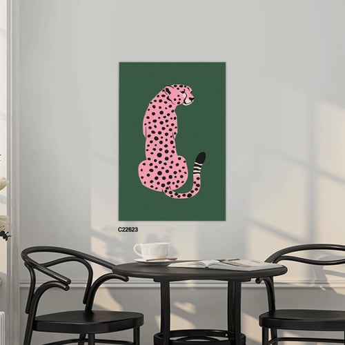 لوحة جدارية فنية فهد باللون الوردي