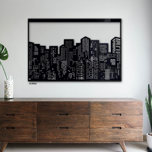 لوحة جدارية أكريليك تصور أبراج بتدرجات من اللون ال...
