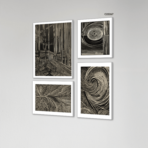 لوحة جدارية كانفس مقسمة اشكال وخطوط