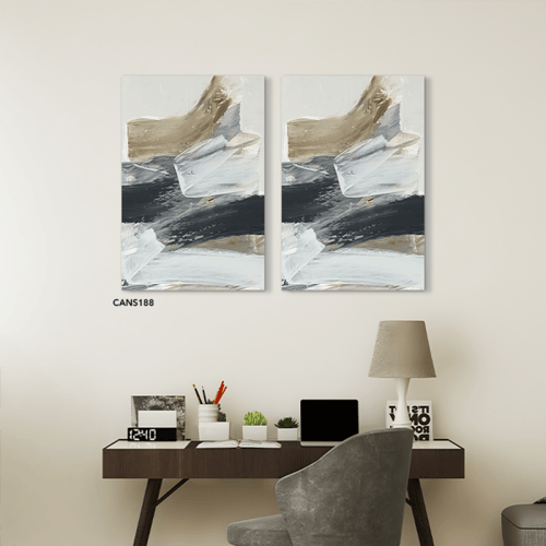 لوحة جدارية كانفس تداخل ألوان تدرجات رمادي مع أبيض...