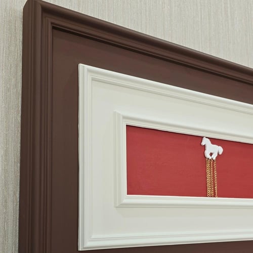 لوحة جدارية خشبية بانورامية فاخرة بتصميم الخيول ال...