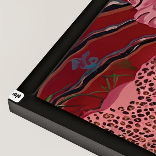 لوحة جدارية كانفس تصور فهود بتدرجات الوردي و الاحم...