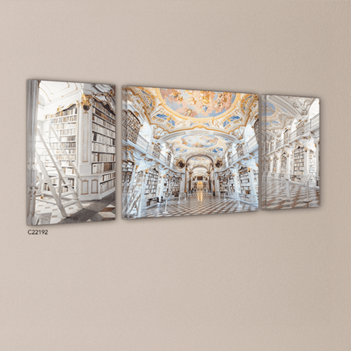 لوحة جدارية كانفس مقسمة مكتبة من العصر الفكتوري