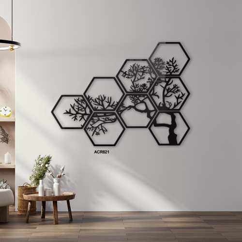 لوحة جدارية اكريليك بتصميم سداسيات