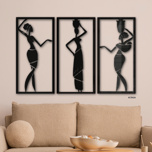 لوحة جدارية اكريليك تصور ثلاث سيدات بطابع افريقي