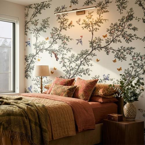 ورق حائط مودرن بتصميم أغصان الأشجار و طيور