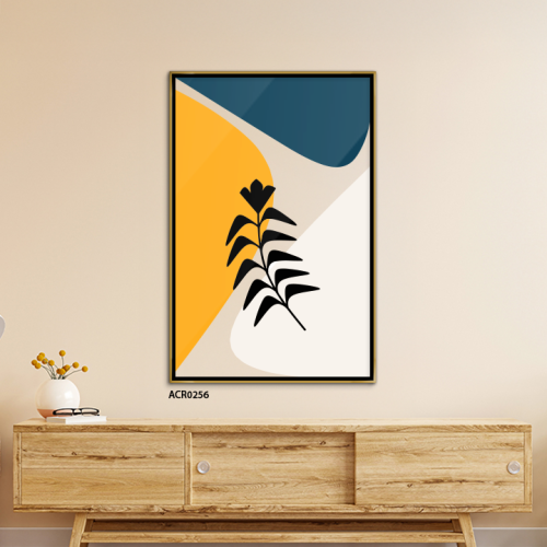 لوحة جدارية اكريليك تصور ورقة شجر بأطراف حادة الأص...