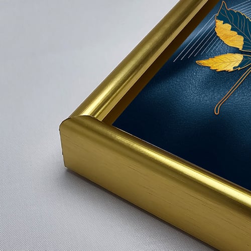 لوحة جدارية أكريليك تصور أوراق شجر بألوان الذهبي و...