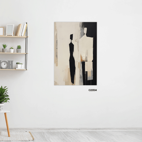 لوحة جدارية كانفس تصور اشخاص تدرجات الاسود والبيج...