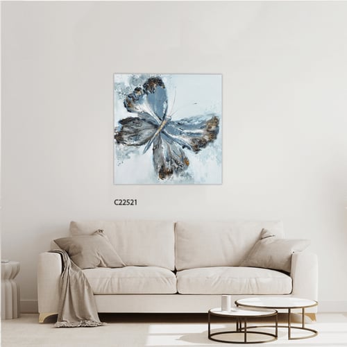 لوحة جدارية كانفس تصور فراشة بتدرجات من اللون التر...