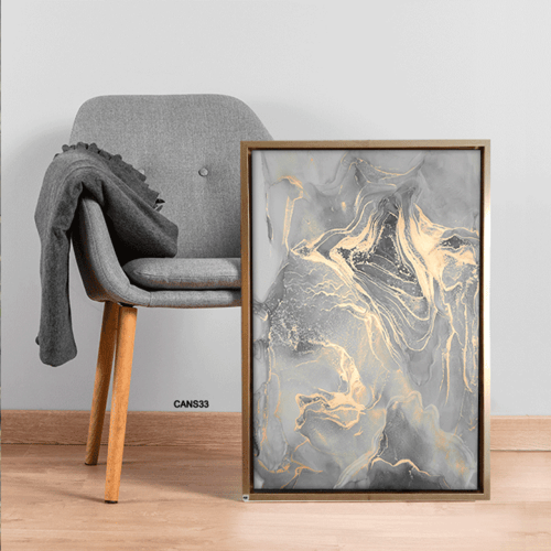 لوحة جدارية كانفس تموجات وتداخل تدرجات الذهبي ورما...