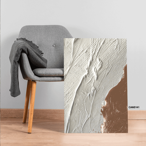 لوحة جدارية كانفس ، طابع جبسي - تدرجات البني مع ال...