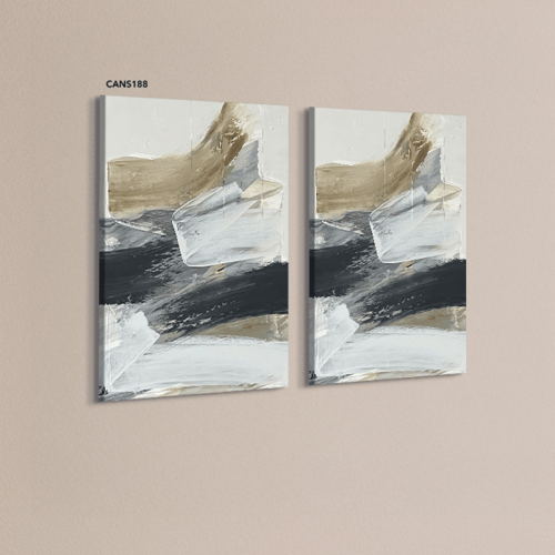 لوحة جدارية كانفس تداخل ألوان تدرجات رمادي مع أبيض...