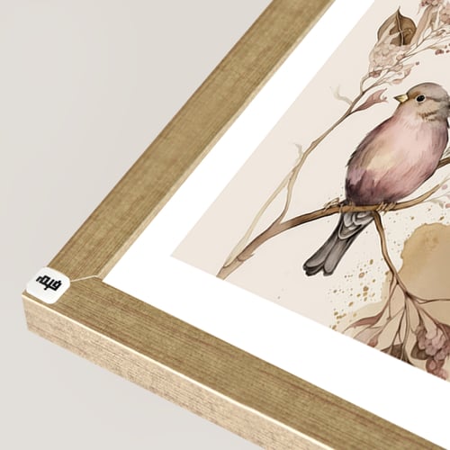 لوحة جدارية كانفس تصور عصفورين بتدرجات الزهري على...