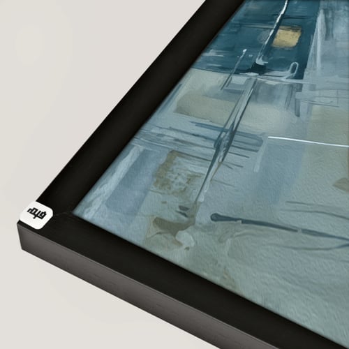 لوحة جدارية كانفس شارع وأشخاص تدرجات الأزرق السماو...