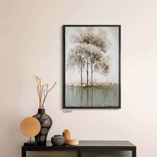 لوحة جدارية اشجار بتدرجات البيج والتيفاني