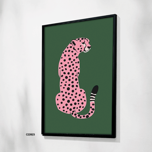 لوحة جدارية فنية فهد باللون الوردي