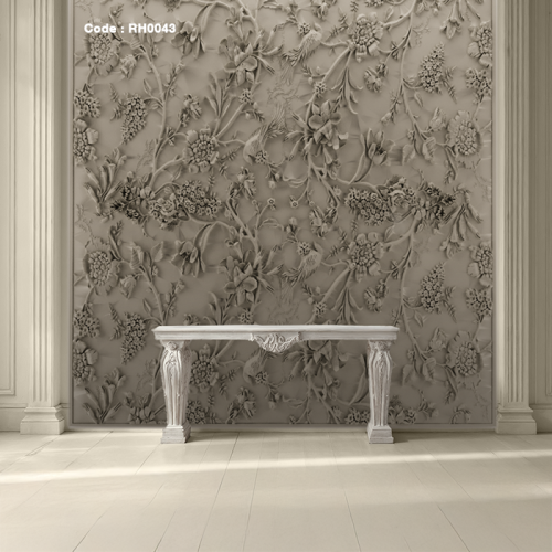 جدارية خشبية منحوتة، بتصميم كلاسيكي زهري يحاكي الط...