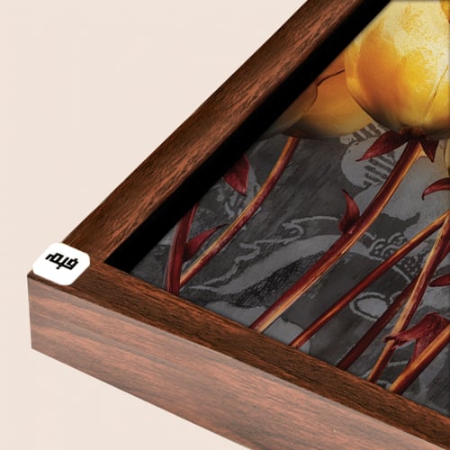 لوحة جدارية كانفس ورود تدرجات البني والأصفر مع الر...