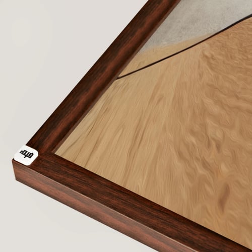 لوحة جدارية كانفس تتميز بتداخل أشكال بتدرجات البني...