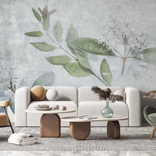 ورق حائط ، أوراق نباتية متطايرة - تدرجات الأخضر ال...