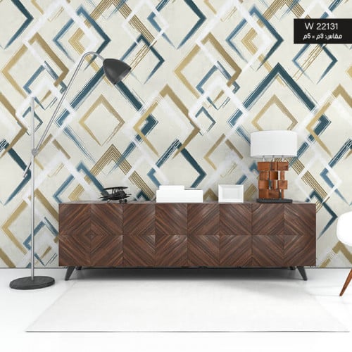 ورق حائط ، معينات - تدرجات الأخضر مع البيج - أشكال...