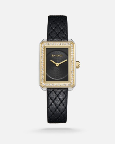 ساعة نسائية من الفي جلد باللون الاسود