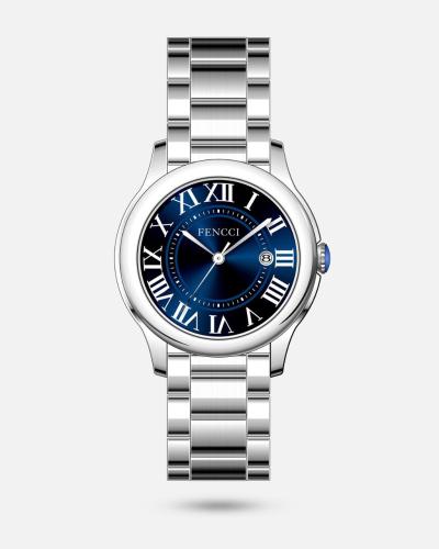 ساعة رجالية من فنشي باللون الفضي