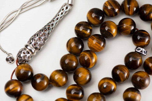 سبحه فضه حجر عين النمر الطبيعي