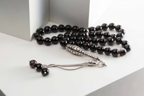 سبحه فضه حجر العقيق الطبيعي