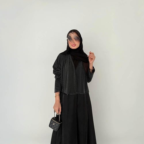 عباية قماش شامواه كلوش مع كسرات