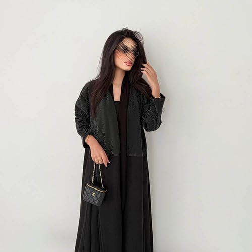 عباية قماش شامواه كلوش مع كسرات