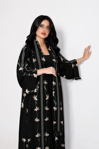 عباية دبل فيس أسود مورد