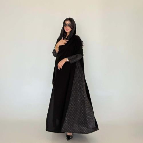 عباية كريب ملكي مع جوانب فصوص