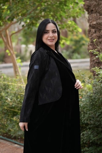 عباية قماش مخمل +فزه #1029