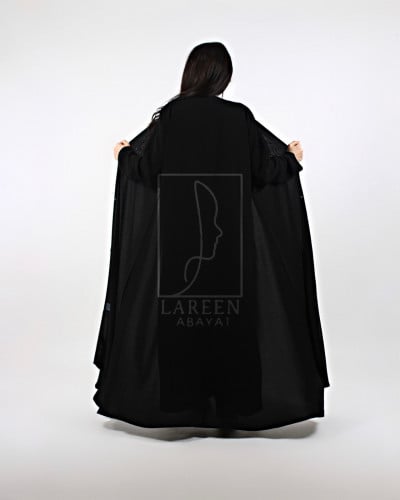 عبايه ملكي شك اسود مع طرحه #1020