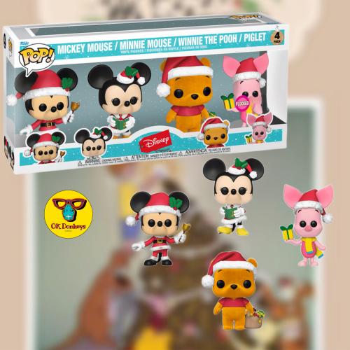 POP! DISNEY HOLIDAY (FLOCKED) 4-PACK