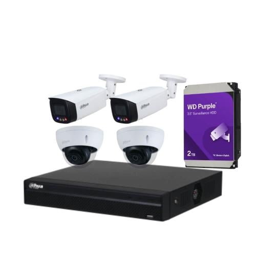 باقة المراقبة الذكية من داهوا – 4 كاميرات خارجية و...