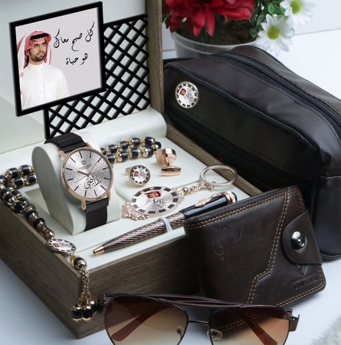 اطقم ساعات هدايا رجالي مع اكسسوارت رجالية تصميم حس...