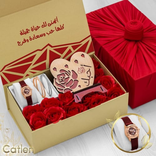 اطقم هدايا نسائية فاخرة مع ساعه وإكسسوارات تصميم ح...