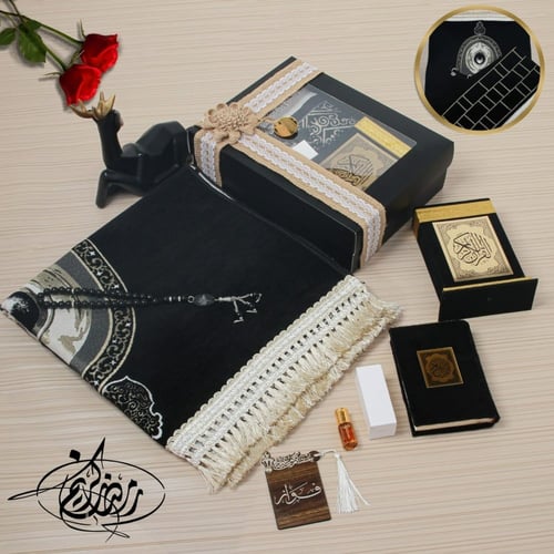 طقم هدايا سجاده صلاة رجالية بنقشات مختلفه عالي الج...