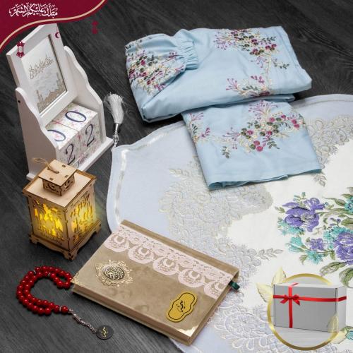 طقم صلاة رمضاني نسائي مع مصحف و مبخرة وسبحة بالاسم...