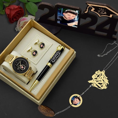 طقم ساعة رجالي مع استند تخرج مديل NM-1022