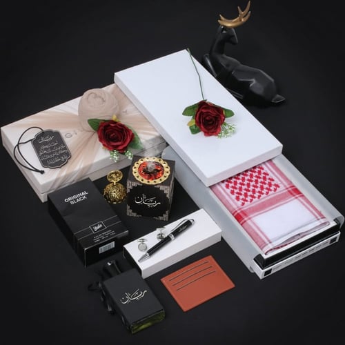 بوكس هدايا رجالية مميزة شماغ مع قلم ومبخرة تصميم ح...