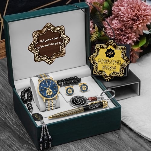 طقم رجالي ساعة تصميم الاسم حسب الطلب الموديل HM-87...