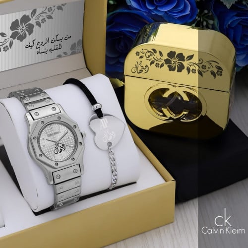 أطقم ساعات نسائية بتصميم فخم ومميز مع كتابة اللإسم...