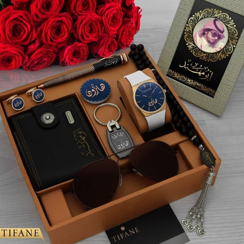 أطقم هدايا رجالية فخمة تشمل ساعة ومحفضة وقلم مجموع...