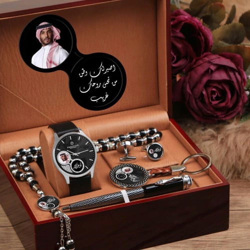طقم ساعة هدايا رجالية مع اكسسوارت رجالية تصميم حسب...