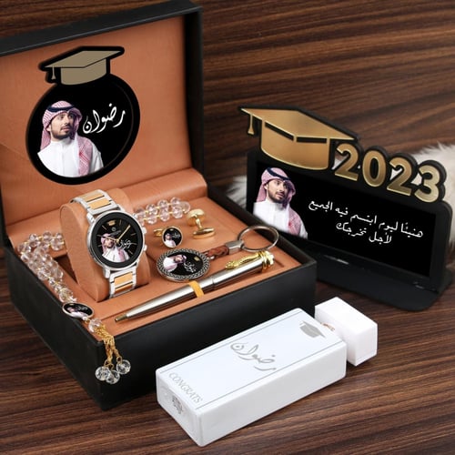 اطقم ساعات رجالية راقية شكل ماركة مع درع تخرج تصمي...